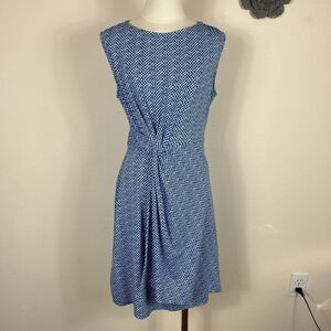 Tommy Bahama Dress Womens Small Blue White Geometric Stretch Travel Coastal